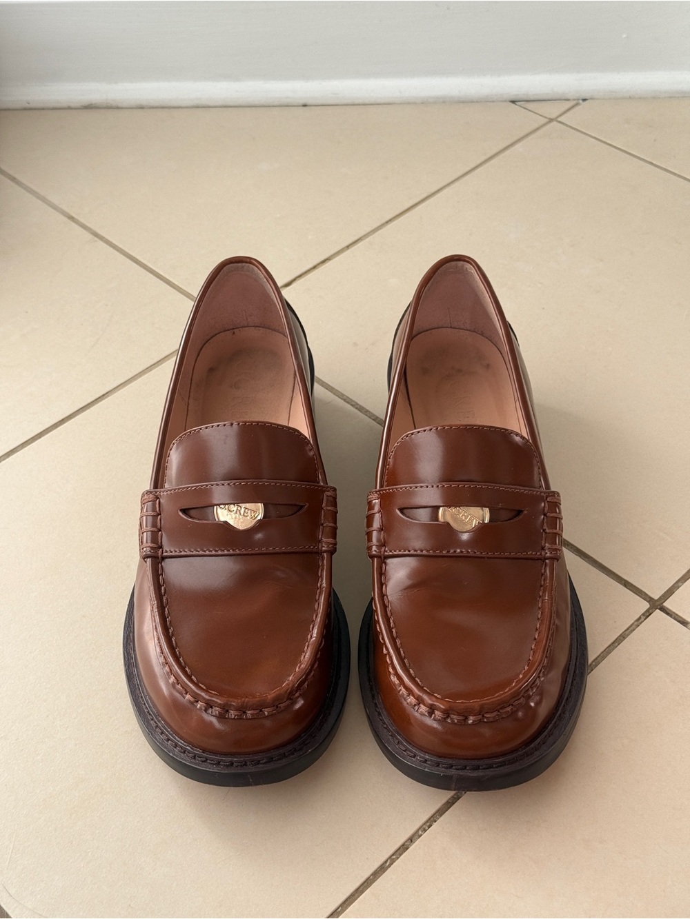 J. Crew Women’s Chestnut Brown Leather Penny Loafers